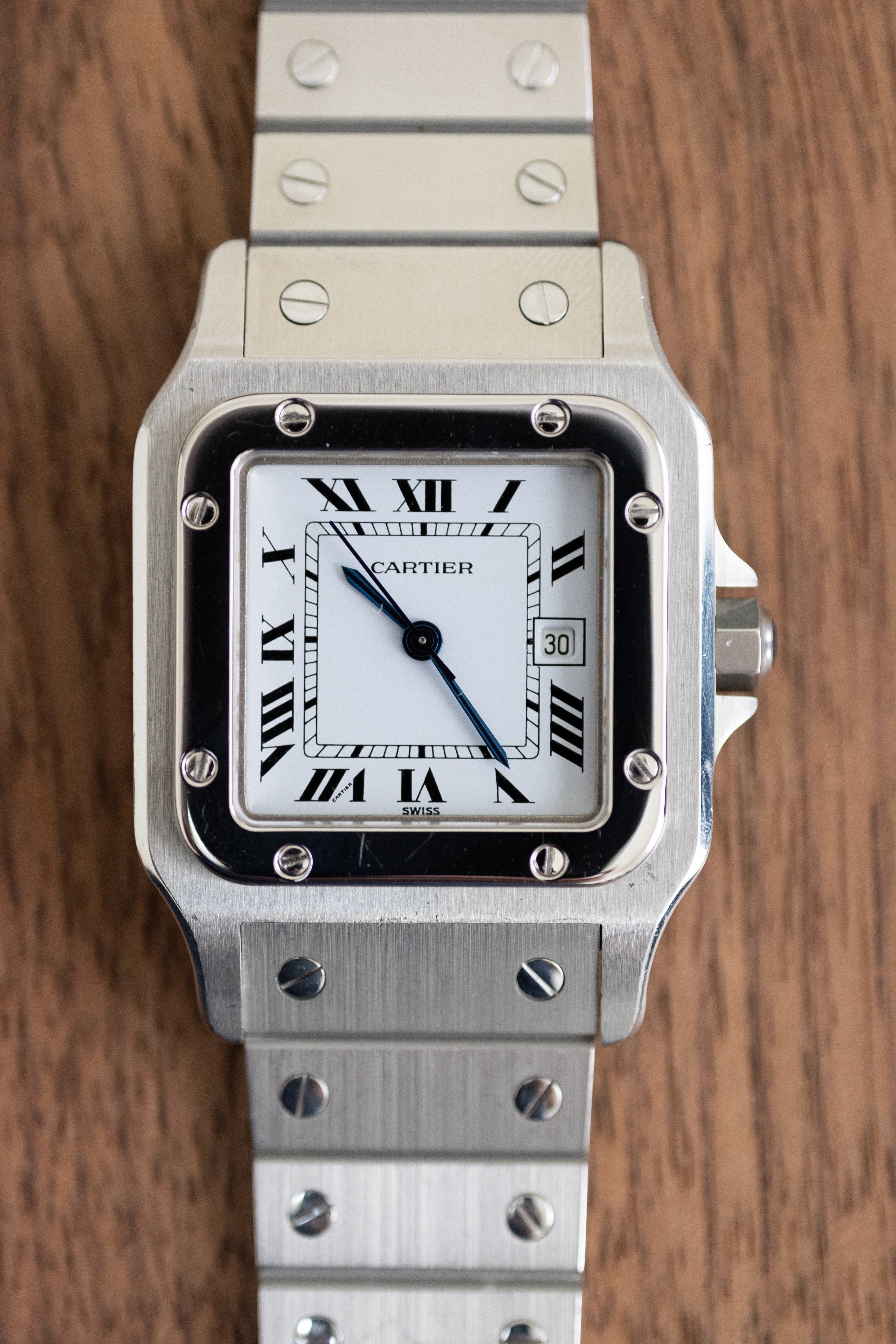 Cartier Santos Galbee LM size stainless steel x gold combination automatic model Ref: 2961
