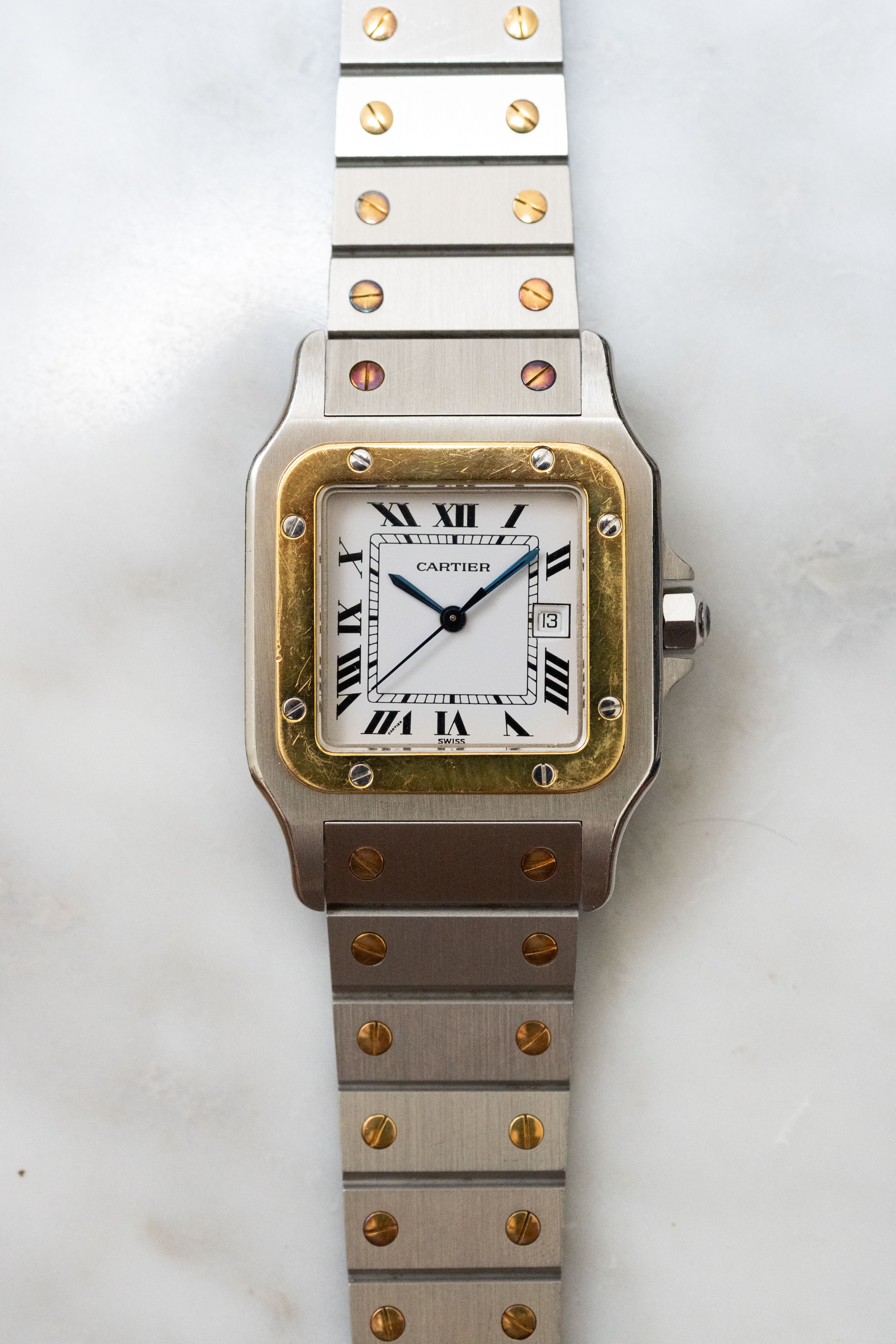 Cartier Santos Galbee LM size stainless steel x gold combination automatic model Ref: 2961