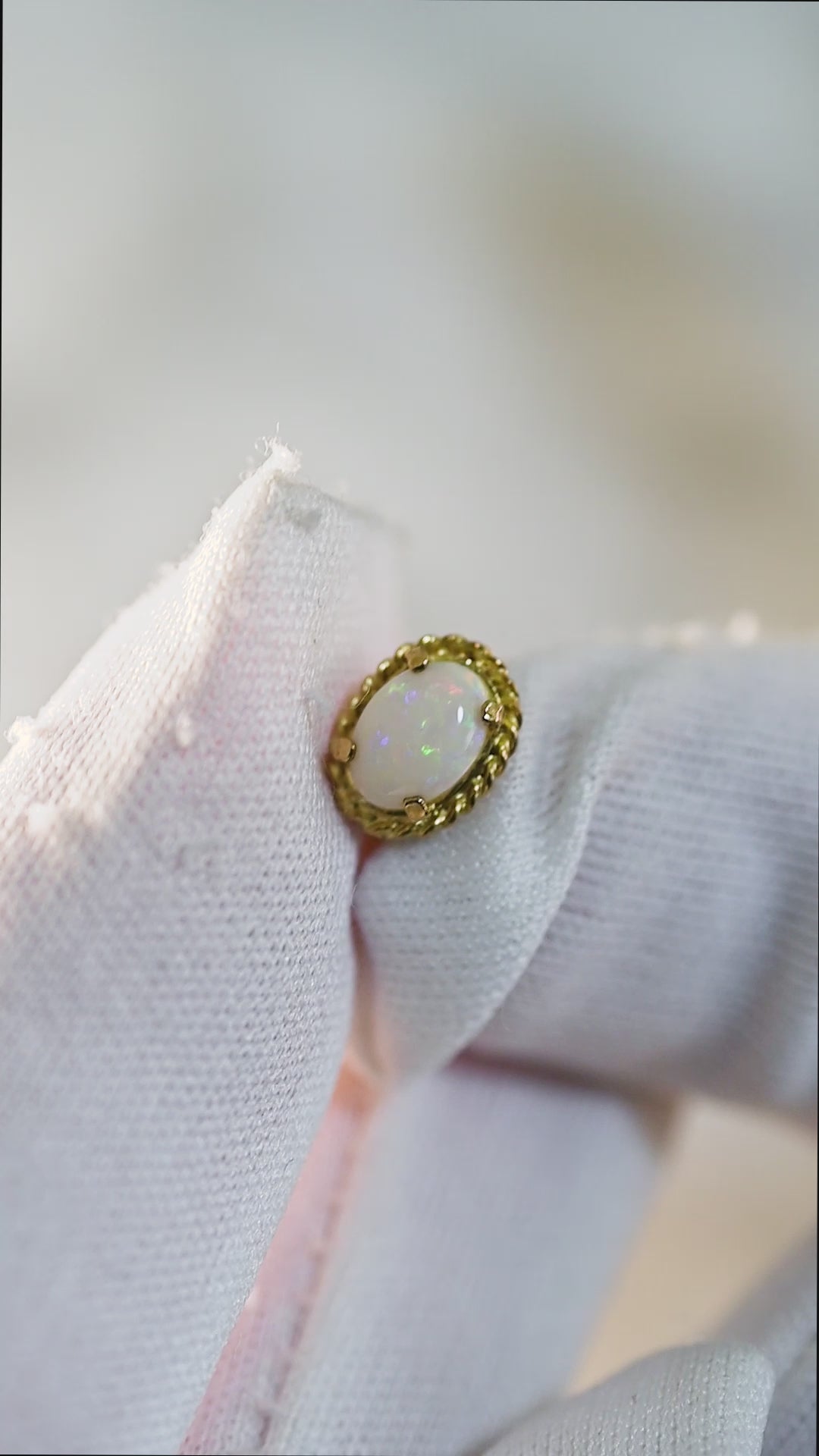 9K 1890s ヴィクトリアン・天然オパール ドロップピアス