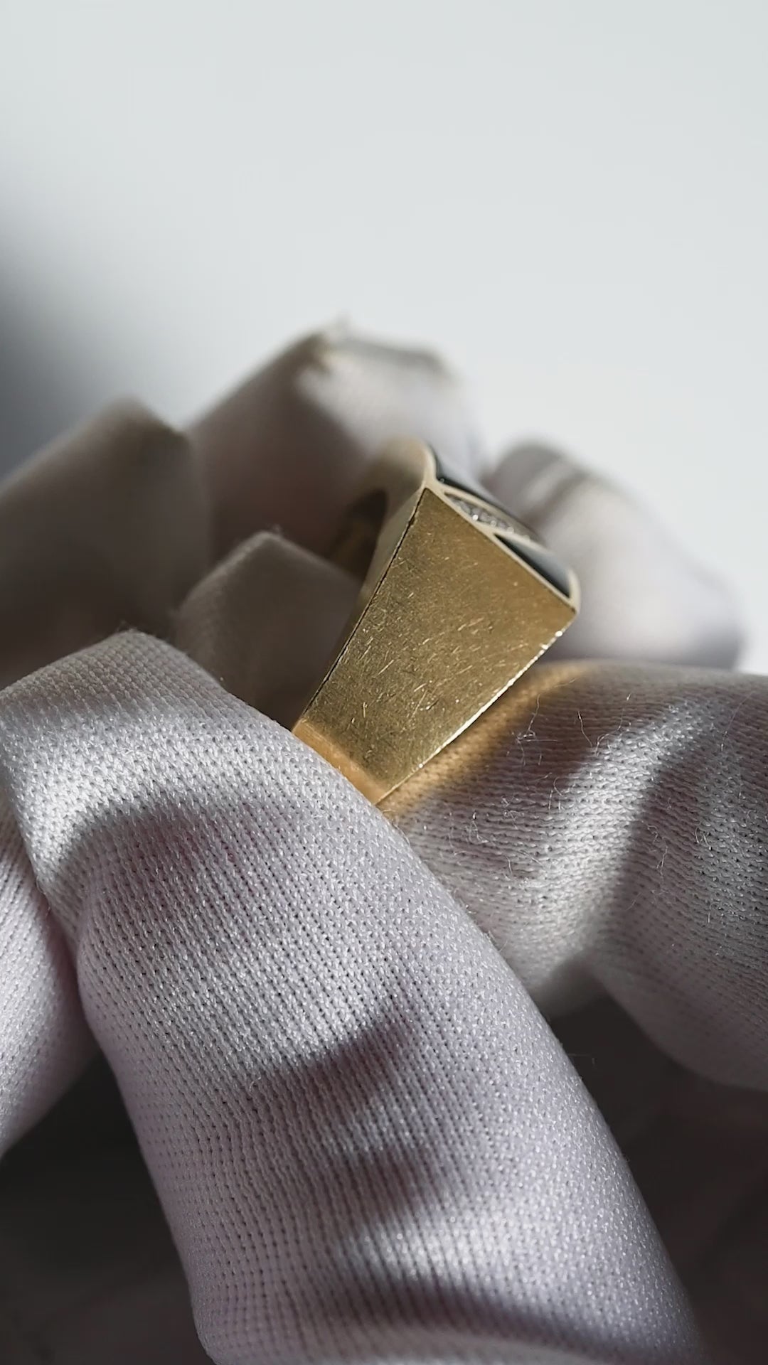 14K 6.70g オニキス ＆ ダイヤモンド・メンズ スラッシュリング