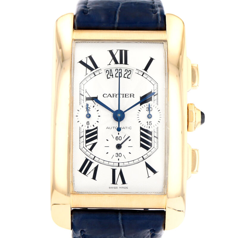 カルティエ タンク アメリカンイエローゴールド 自動巻きクロノグラフ腕時計 W2609356