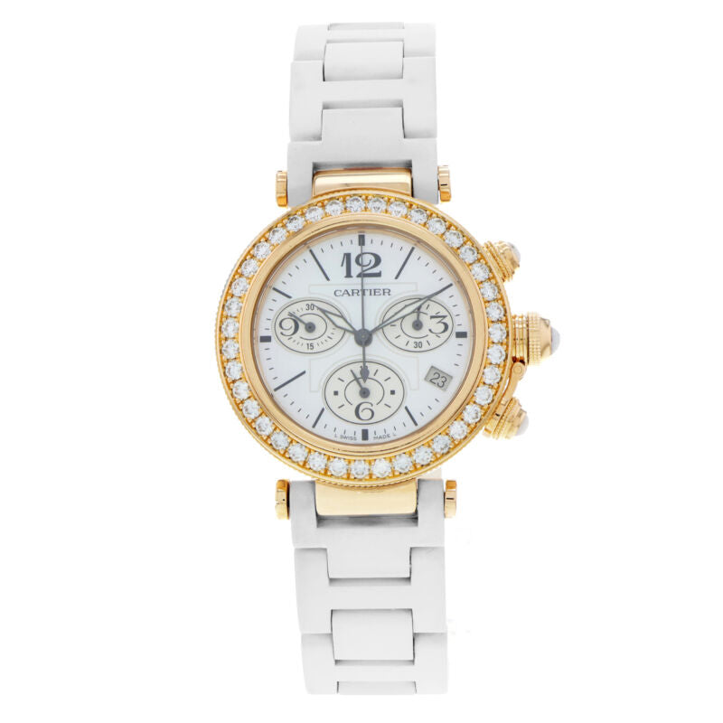 カルティエ レディース パシャシータイマー Ref.WJ130004 ダイヤモンド ホワイト MOP 18Kローズゴールド 37mm 腕時計
