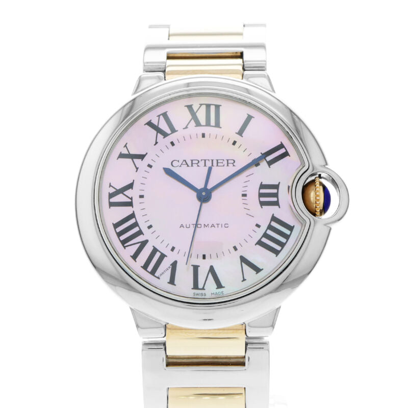 カルティエ バロンブルー スチール＆ローズゴールド 自動巻き腕時計 W6920033