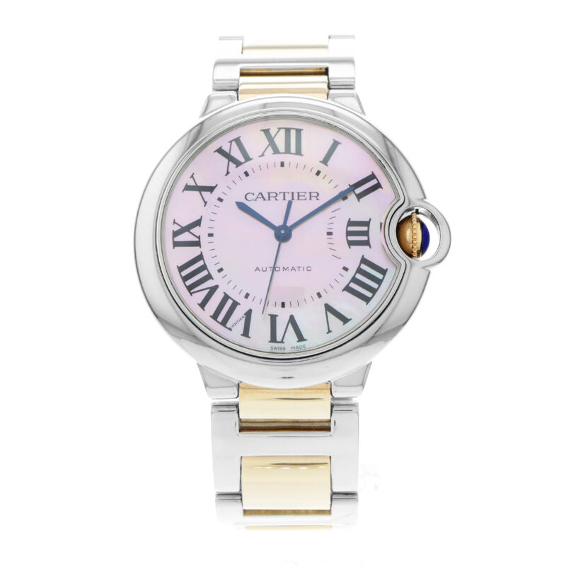 カルティエ バロンブルー スチール＆ローズゴールド 自動巻き腕時計 W6920033